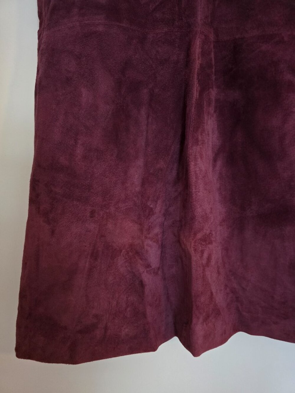 BB Dakota Vintage Style Plum 100% Suede Leather Shift Pinafore Dress Size 8 - Picture 7 of 16
